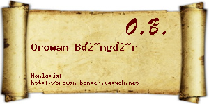 Orowan Böngér névjegykártya